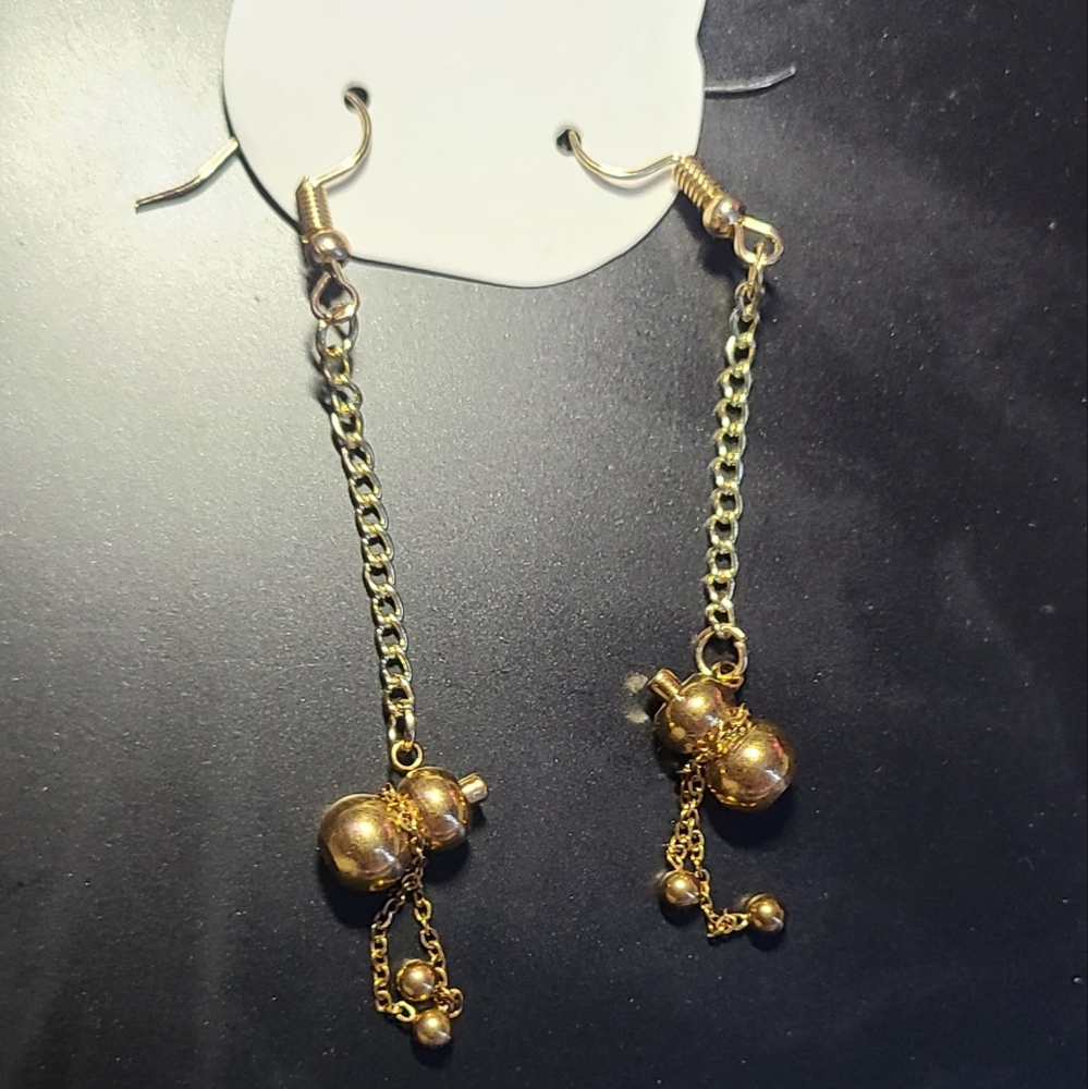 Gold Gourd Dangle Earrings